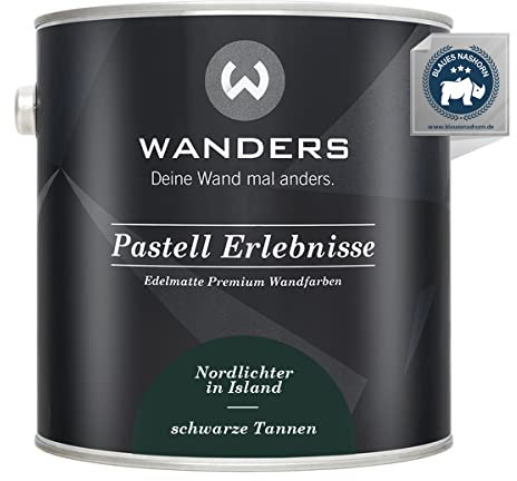Wanders Pastell Erlebnisse 2,5L - Schwarze Tannen/Dunkles Grün - Edelmatte Wandfarbe! Küchenmöbellack und Möbelfarbe. Kreidefarbe für Holz & mehr. Hohe Deckkraft, schnell trocknend