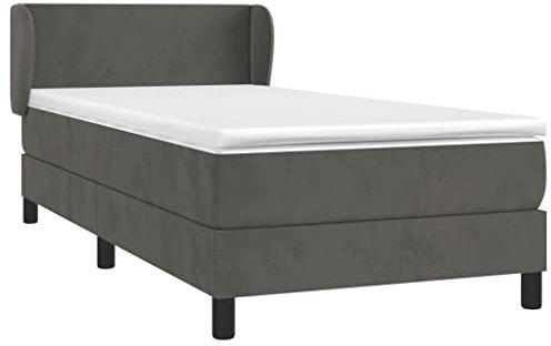 vidaXL Boxspringbett mit Matratze Bett Einzelbett Polsterbett Schlafzimmerbett Hotelbett Bettrahmen Bettgestell Lattenrost Dunkelgrau 100x200cm Samt