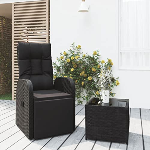 Festnight Gartensessel Rattan mit Liegefunktion Liegesessel Outdoor Liegestuhl Balkonstuhl mit Tisch Gartenstuhl Stahl Bistrostuhl Terassenstuhl Garten Stühle Balkon Terrasse