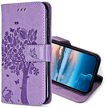 KANVOOS Funda para Motorola Moto E13, Funda Tapa Libro Movil de Cuero PU, Ranura para Tarjeta Plegable Billetera Carcasa para Motorola E13 (Lavanda)