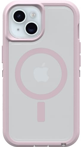 OtterBox Schutzhülle für iPhone 15, iPhone 14 und iPhone 13 Defender Series XT – Mountain Frost (transparent), bildschirmlos, robust, rastet an MagSafe mit Schlüsselband