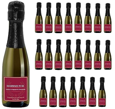 24 Bottiglie mignon di Prosecco DOC Spumante Extra Dry Personalizzato - Idea esclusiva e originale per bomboniere di laurea (Cornice bordeaux)