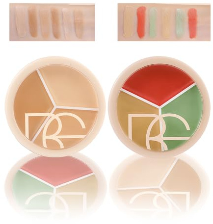 Holzsammlung Palette Correttori 3 Colori, Lunga Durata Leggero e Impermeabile, Multiuso Portatile Concealer Crema Camouflage Make Up Palette er Uso Professionale e Quotidiano, 2 x 10g