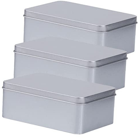HOMSFOU 3er-box Dose Aus Weißblech Leere Blechdosen Zinn Ebt Förderfähig Behälter Mit Deckel Lebensmittel Kleine Metalldose Rechteckige Leere Scharnierdosen Quadrat Metall-box Kind