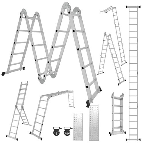 Randaco Scala multiuso da 582 cm, 7 in 1, in alluminio, 4 x 5 cm