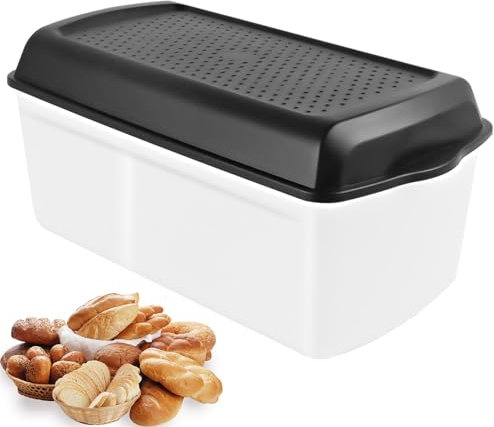 NBVNBV Bread Bin, Smart Airflow Bread Box with Divider and Bread lid, Food-Safe Bread Storage box, Longer Keeps Fresh Bread Bins for Kitchen - 34 cm x 17.5 cm x 15 cm (Rectangular)