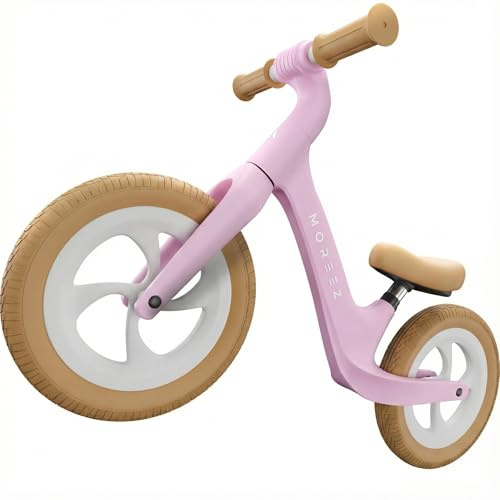MOREEZ Balance Bike & Bicicletta Bambini 3-5 Anni (anche 2 Anni) – Bici Senza Pedali Leggera (3,9kg) in Nylon, Design Tedesco e Attrezzo Incluso – Manubrio 360° Sicuro – Rosa Ortensia