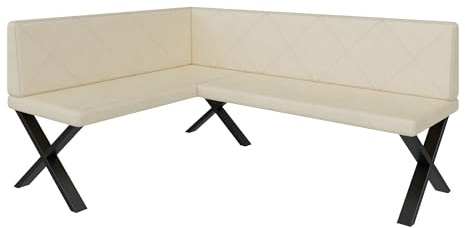FURNISTAR Eckbank Akiko Metal X - Eckbankgruppe für Ihrem Esszimmer, Küche modern, Sitzecke, Essecke. Perfekt für Küche, Büro und Rezeption. Solide und Starke Verarbeitung. (128x168-Links-Soft18)