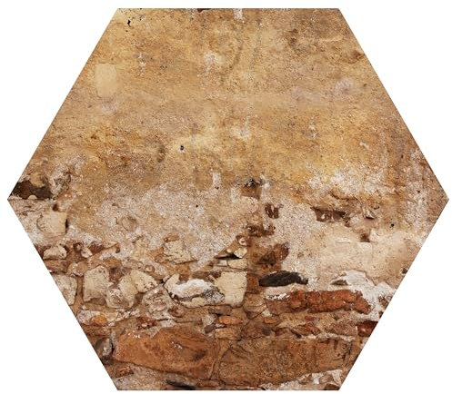 wandmotiv24 Hexagon-Fototapete Alte Mauer aus Stein, selbstklebende Strukturtapete 260g - Extra-Groß - (200x173cm) M0047