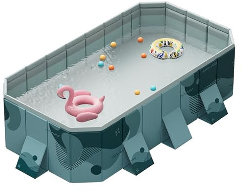 Piscina Rectangular Plegable de Verano, Piscina Plegable, Piscina Grande de Verano for Niños y Adultos - Casco de Plástico Duro, Fiesta Acuática de Verano for Exteriores, Jardín, Patio Trasero (Size