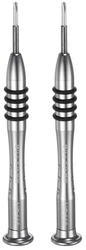 sourcing map Lot de 2 tournevis cruciformes de précision 2,5 x 25 mm avec poignée antidérapante en aluminium pour lunettes, montre, ordinateur portable, électronique, argenté