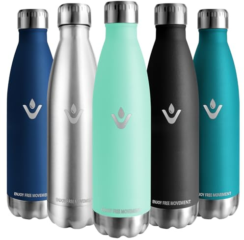 Vikaster Trinkflasche edelstahl, 1l Thermosflasche, BPA-frei Trinkflasche, Auslaufsicher Wasserflasche für Schule, Sport, Camping, Fitness, Outdoor, 1000ml Blaugrün