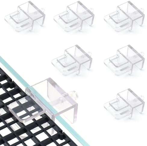 LINLAN 6 Stück Aquarium-Deckel-Clips, Transparentes ABS-Kunststoff Randloses Aquarium-Deckelstütze, Geeignet für Kunststoffteiler und DIY Anti-Sprung-Netz