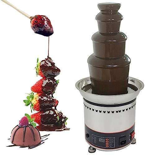 LZDOYY Chocolate Fountain, 4/5/6/7 Tiers Electric Melting Machine Chocolate Fondue Fountain Set, Stainless Steel Cascading Fondue Heat Motor Controls Pot for Nacho Cheese, BBQ Sauce, Ranch,4floors