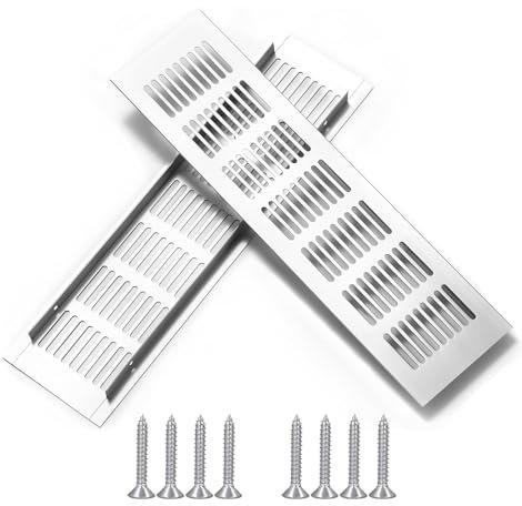 2 Pcs Kitchen Plinth Vent, 300 x 80 mm Radiator Grill Aluminum Alloy Air Vent Covers Plinth Vent Grill with Screws for Cupboard Wardrobe