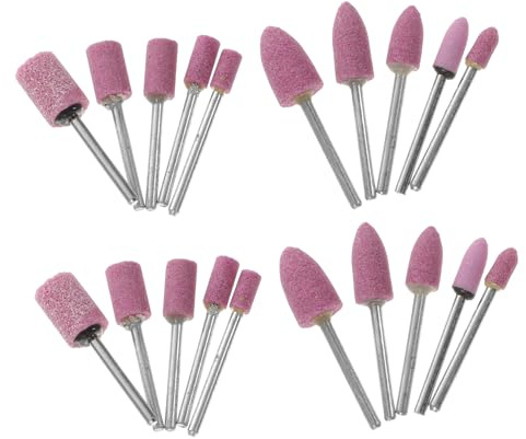 JECOMPRIS 20 Piezas de Rueda de Piedra de Afilar Rosa para Taladro, Cabezales Abrasivos de Metal Compatibles Amoladoras Buena Durabilidad