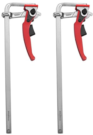 Lot de 2 serre-joints à fermeture rapide - Rouge - Pince de guidage à cliquet - Force de serrage 180 kg - Pour systèmes de rails de guidage - Table MTF