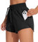 Attraco Badeshorts Damen UPF50+ Badehose Schnell Trocknende Boardshorts UV Schutz Bikini Shorts mit Tasche Laufhose Gym Leggings Schwarz-1 M