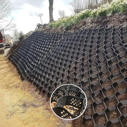 Stabilizzatore Geogriglia da 5 cm per ghiaia/cemento/sabbia marciapiedi geo griglia ritagliabile per base capanno da giardino durevole e versatile Dimensioni: 6 x 8 m