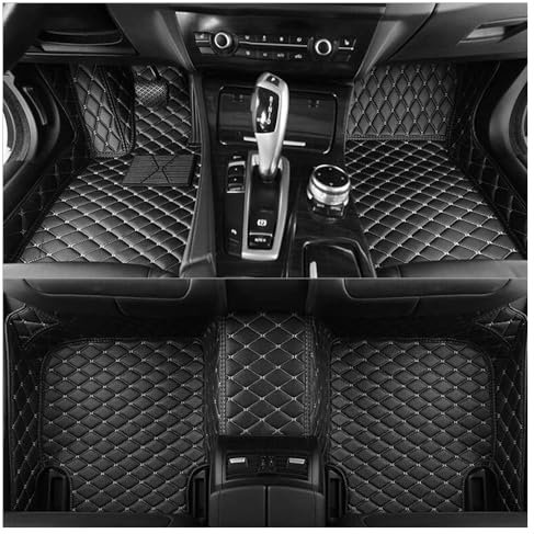 TVVXIO 4 Stück Luxus Autofussmatten für Mini Countryman 2017-2023, Luxus-Kunstleder-Automatten Allwetter-Fußmatten wasserdichte Auto Fussmatten Set,C Black Beige