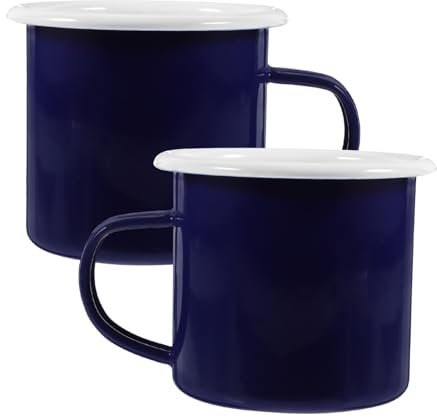 Luxshiny 2 Piezas Taza Retro De Esmalte Hogar Taza De Agua Esmaltada De Té Esmaltada Para Desayunos El Comedor