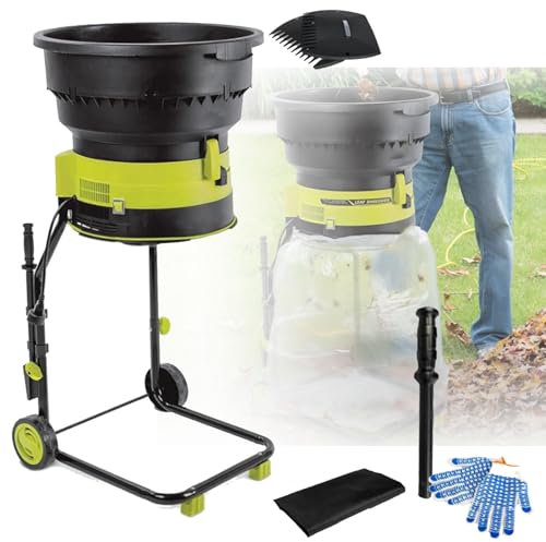 Gartenhäcksler, leiser elektrischer Laubmulcher-Komposthäcksler, Geschwindigkeit 8000 U/min, mit abnehmbarem Auffangbeutel für Gartenabfälle, Blätter und Zweige,10m-Power-Cord