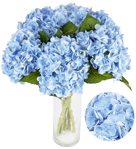 Mexott 3pcs Hydrangeas Artificial Flowers 21-Inch Hydrangea Artificial Flowers Realistic Hydrangea Lifelike Hydrangea Artificial Flowers Floral Decorations Realistic Hydrangea Fake Hydrangeas