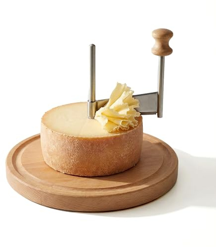 RWIXR Girolle Cheese Curler Wheel – For Tête de Moine, Chocolate & Butter Curls | Sharp Blade, Solid Wood Base | Perfect for Home Entertaining & Gifting