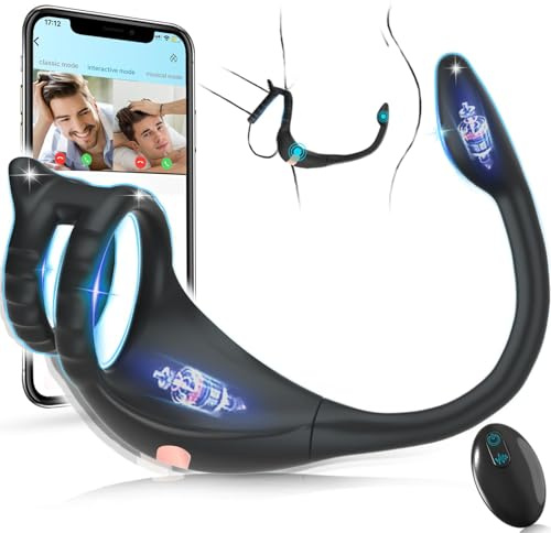 PineSailo Vibrating Cock Ring Taint Stimulator with Mini Bullet, Remote & APP Control Anal Butt Plug Prostate Massager Penis Ring Male Sex Toy Vibrators for Men Pleasure Sex Toys for Adult Couples