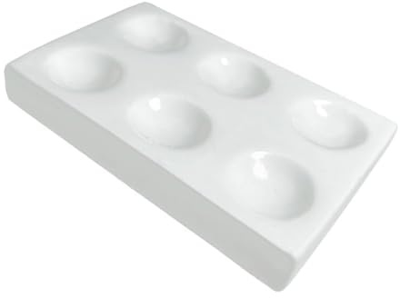 Wpppan 1Pc Porcelain Spot Plate 6 Wells Laboratory Spotting Reaction Plate Best for Laboratory Chemical Experiment Testing, White