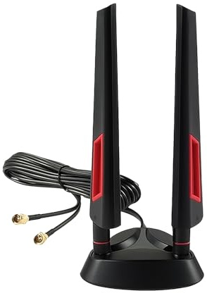 WiFi 6E Tri-Band 2.4GHz 5.8GHz 6GHz Magnetic Base Antenna Aerial – High Gain Antenna – Compatible with WiFi Adapter, Gaming Router, PCIe Card, FPV, Desktop