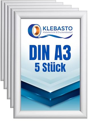 KLEBASTO Klapprahmen | 25mm Aluminium Profil | Plakatrahmen | Geschenkidee für Familien - Fanposter | Bilderrahmen inkl. entspiegelter Schutzscheibe (DIN A3)