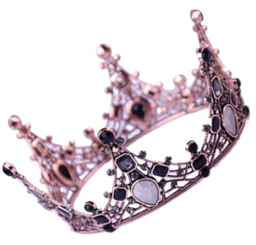 Garneck Couronne Tête en Alliage Noire Décoration Gâteau Anniversaire, Accessoire Coiffure Mariage et Fête, Ornement Couronne Dessert Élégante et Vintage