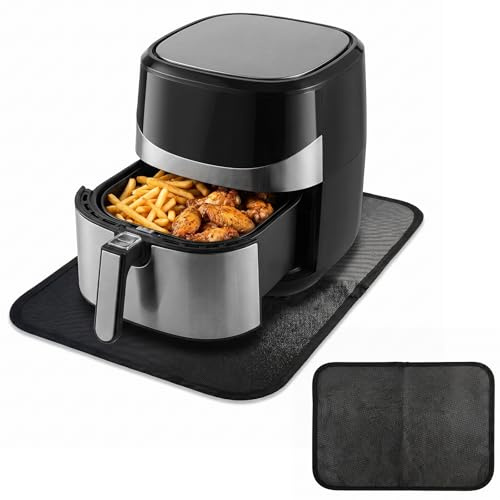 Solvio Heat Resistant Mat for Air Fryer, 30x45cm Premium Silicone Heat Proof Mat Kitchen Worktop Protector, Non-Slip Appliance Sliders for Ninja, Cosori, Coffee Machine & Oven, 1mm,Black