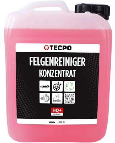 TECPO Felgenreiniger 5 Liter gebrauchsfertig für Alu-, Stahl-und Leichtmetallfelgen säurehaltig hohe Wirkungskraft für starke Verschmutzung