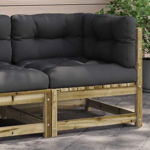 Angajara Garten-Ecksofa mit Kissen aus imprägniertem Kiefernholz für Terrasse Balkon Wintergarten wetterfestes Lounge-Sofa modulare Sitzgruppe mit Polster und Rückenlehnen