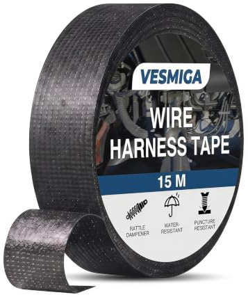 Vesmiga Wiring Loom Tape for Harness, Fabric Electrical Tape for Cables,Self-Adhesive Felt Cloth Tape for Automotive Engines, Cable Protection and Noise Dampening (1 Pcs)