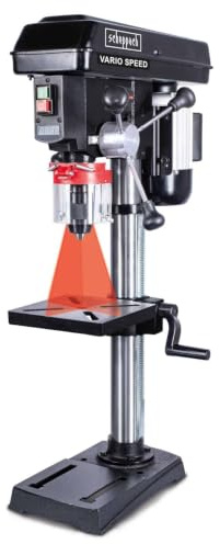 Scheppach Profi-Säulenbohrmaschine BTD19Vario-BE Tischbohrmaschine | Variable Drehzahl | Bohrfutter von 1,5 bis 13mm | 550W | für Holz, Metall und Kunststoff | Laser & Digitale Drehzahlanzeige