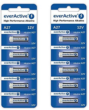 everActive Lot de 10 piles alcalines A27 12 V A27 27A LR27A MN27 L828 Télécommande