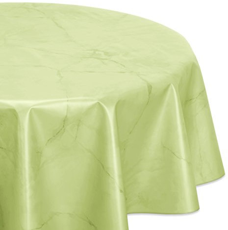 Wachstuchtischdecke abwischbar, OVAL RUND ECKIG, fleckenabweisende Gartentischdecke Marmorstein, zuschneidbare Wachstuch Tischdecke (Oval 140x180 cm, Apfelgrün)