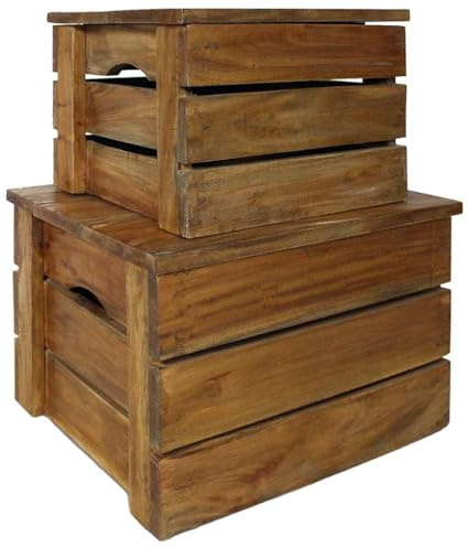 vidaXL Aufbewahrungsbox Set 2-tlg. Handgefertigt Holz Kiste Box Aufbewahrungskiste Holztruhe Holzkiste Schatzkiste Holzbox Altholz Massiv