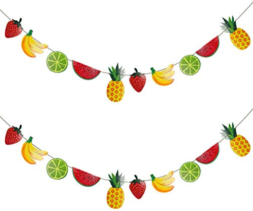 Toyvian 2 Sätze Tutti Frutti Partydekorationen Obst Banner Sommer Banner für Geburtstag Luau Tropischen Hawaiianischen Obst Themenparty