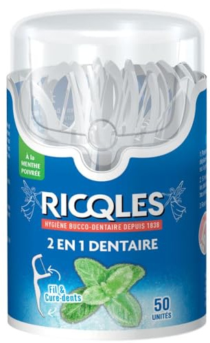 Ricqlès Hilo dental 2 en 1 y palillos de dientes, 50 unidades