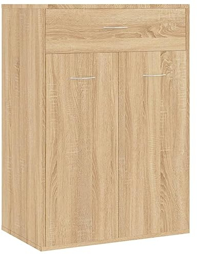 vidaXL Schuhschrank mit Schublade 2 Türen Schuhregal Schuhablage Schrank Schuhaufbewahrung Kommode Anrichte Sonoma-Eiche 60x35x84cm Holzwerkstoff