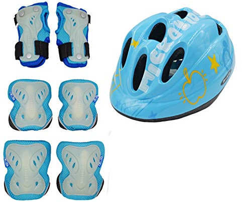 7 Stück Kinder Helm Multi Sport Fahrrad Radfahren Schutzausrüstung Ellenbogenschoner Knieschoner und Handgelenkschoner