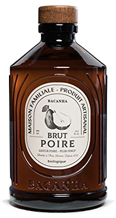 BACANHA - Sirop Bio et Brut - Sirop saveur Poire - Pour Cocktail, Eau, Limonade et Thé Glacé - 400 mL