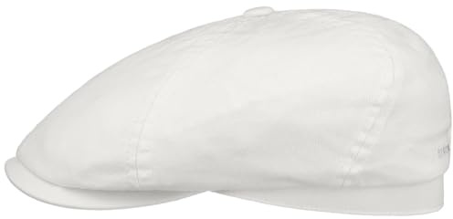 Stetson Cotton Twill Flat Cap Damer/Herrar - bomullskeps keps med skärm, foder Sommar Vår-sommar - XL (60-61 cm) vit