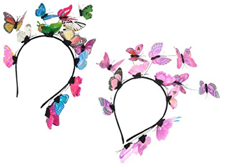 Lurrose 2 Stücke Schmetterling Stirnband Schmetterling Fascinator Hut Festival Krone Haarreifen Kopf Bopper Headwear Haarschmuck Für Bohemische Hochzeit Kopfschmuck Tee Party Party