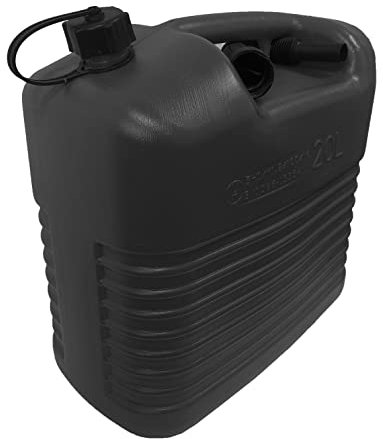 BAUSTER® Jerrican à essence robuste en plastique 20 l avec entonnoir Noir
