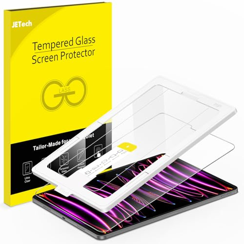JETech Ein-Schritt-Installation Schutzfolie für iPad Pro 12,9 6/5/4/3 | Für 2022/2021/2020/2018 Modell, Automatische Ausrichtung, HD Klar, Gehärtetes Glas Displayschutz, Blasenfreie Anwendung